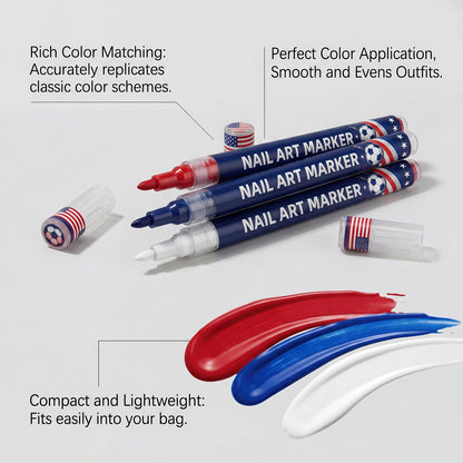 ✨12-Color Fan Themed Nail Art Markers⚽｜Quick Dry DIY Sports Cheer Nail Decor for Party & Game Day