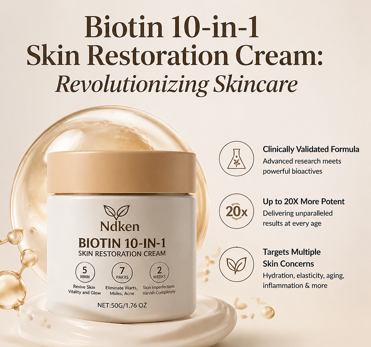 Ndken® Biotin 10-in-1 Skin Restoration Cream